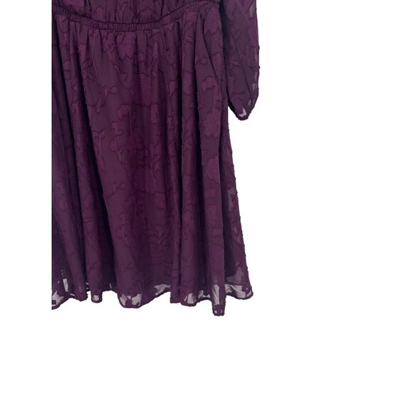 Torrid 0 Womens Purple Floral Textured Chiffon Dress 3/4 Sleeves Size Large - Picture 3 of 8